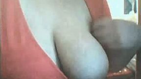 Bored webcam mommy shows and plays with her huge milky tits for me