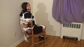 MP4 Format very tight ball gag and chair and Linda gag drooling MP4 Format