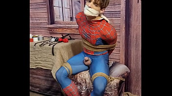 Spiderman Bruninho Twink bound and gagged for the first time