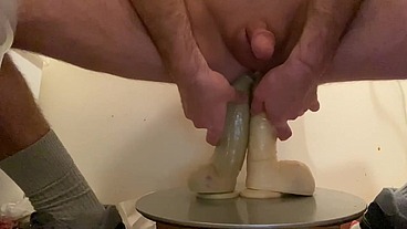 EastTNguy22 double anal dildo riding with double anal compilation
