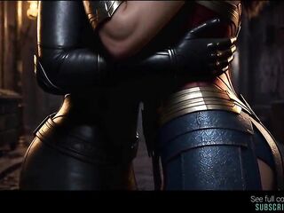 AI grok Imagine lesbo episode superhero DC manga Cat woman with Wonder Woman