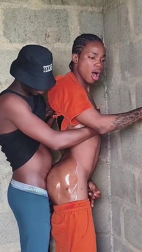 Fuck Ebony Slay on the Wall of an Uncompleted Building with My Huge Cock