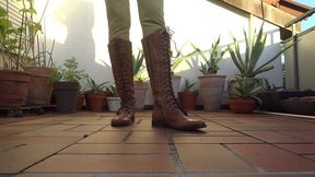 Lace-up boots on the terrace