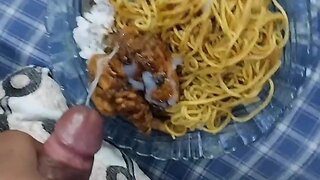 Amateur food eating cum compilation: aracelias best cums on food!