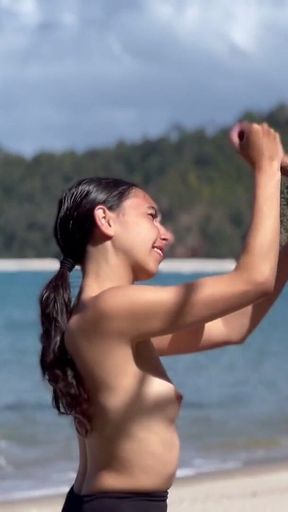 Blowjob and Handjob on the Best Beach with a Swallowing Load