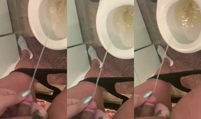 Soft tranny cock pissed on by BBW tgirl socks sneaking piss