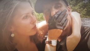 Nasty female driver and naive male hitchhiker