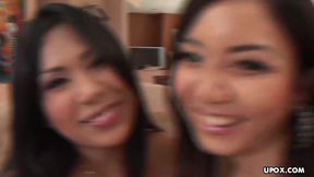 Keanni Lee and Kyanna Lee, two Asian women, have sex with a large black cock.