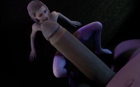 A blonde girl is trying her best to satisfy a giant's dick : 3D Porn