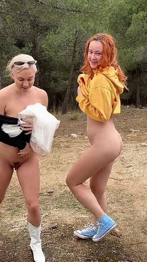 Pissing Outdoor with Readhead Bestie