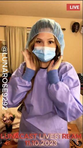 THROWBACK 2HR LIVESTREAM NOV 10, 2023 (NEVER SOLD BEFORE) Try on multiple medical PPE, tease and striped out of my lingerie,  oxygen mask, nurse & mor