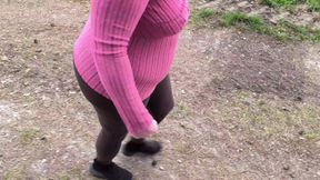 Going for a walk while beating your breasts
