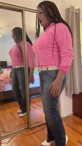Black Chocolate Babe Danae in Low Ride Jeans