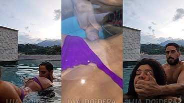 Fodi com Jr na piscina privativa com parede de vidro da pousada em Paraty e não podia fazer barulho