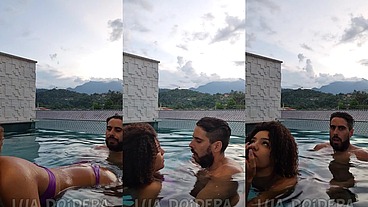 Fodi com Jr na piscina privativa com parede de vidro da pousada em Paraty e não podia fazer barulho