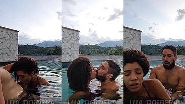 Fodi com Jr na piscina privativa com parede de vidro da pousada em Paraty e não podia fazer barulho