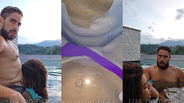 Fodi com Jr na piscina privativa com parede de vidro da pousada em Paraty e não podia fazer barulho