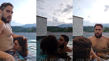 Fodi com Jr na piscina privativa com parede de vidro da pousada em Paraty e não podia fazer barulho