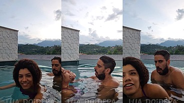 Fodi com Jr na piscina privativa com parede de vidro da pousada em Paraty e não podia fazer barulho