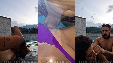 Fodi com Jr na piscina privativa com parede de vidro da pousada em Paraty e não podia fazer barulho