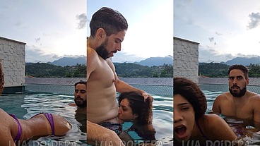 Fodi com Jr na piscina privativa com parede de vidro da pousada em Paraty e não podia fazer barulho