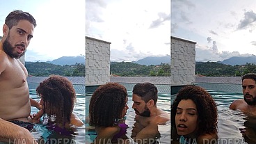 Fodi com Jr na piscina privativa com parede de vidro da pousada em Paraty e não podia fazer barulho