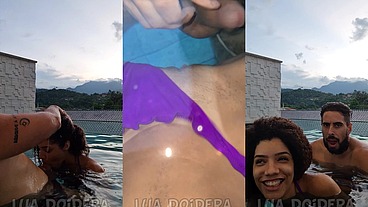 Fodi com Jr na piscina privativa com parede de vidro da pousada em Paraty e não podia fazer barulho