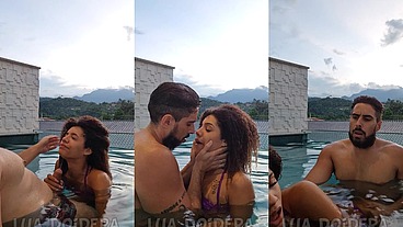 Fodi com Jr na piscina privativa com parede de vidro da pousada em Paraty e não podia fazer barulho