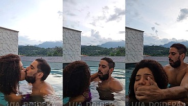 Fodi com Jr na piscina privativa com parede de vidro da pousada em Paraty e não podia fazer barulho