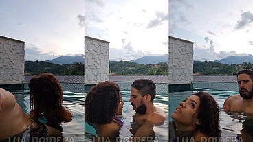 Fodi com Jr na piscina privativa com parede de vidro da pousada em Paraty e não podia fazer barulho