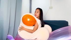 Looner Camylle Stuffs Herself With Balloon Boobs Tummy And Butts And Then Rides A Pink Zeppelin Balloon