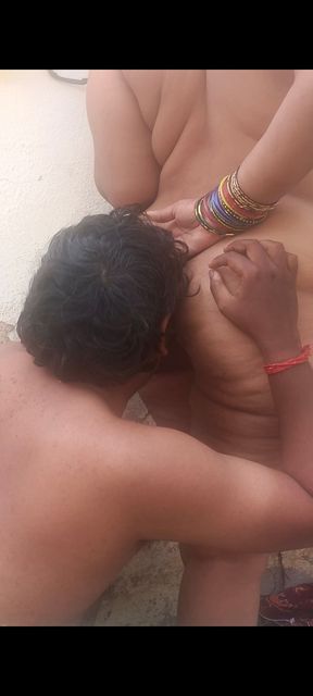 Licking my aunty buttocks in outdoor