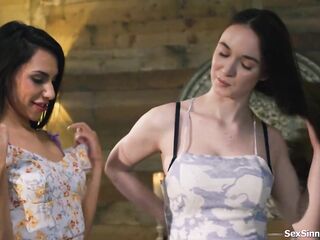 Lesbian babes Hime Marie and Hazel Moore have a couples massage.The masseurs focus on the latin chick which they know they can bang in secret next to her wife