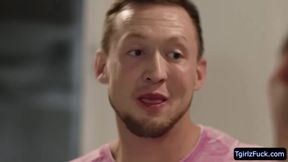 Hot ts stunner Natalie Mars gives huge hard cock a wet sucking bj