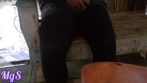 petite slim bae flashing pussy at a public bar.