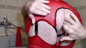 depraved santa relaxes after tiring christmas gift giving