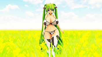 Cow girl with huge boobs go to milking machine