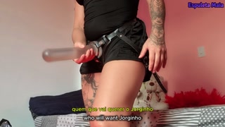 Brunette wearing strapon from the best brand in Brasil - BDSM LUXURY - POV - ESPULETA MAIA -