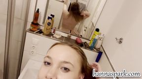 18 yo blonde big tit teen fucks her wet pussy