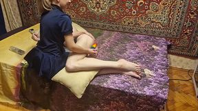 Russian Mistress dominates amateur man with anal toy