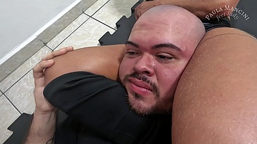Arm wrestling challenge - punished loser by scissors