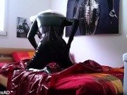 Kalya the rubber furry lube her big latex boobs