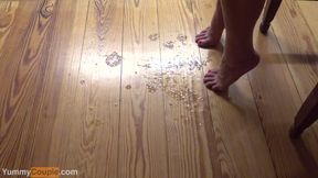 Handjob and huge cumshot all over my legs and feet