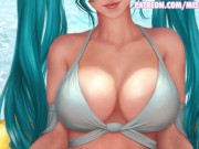 Cogen chica timida en la playa (lol Sona)