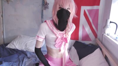 Cute little femboy squirts a load