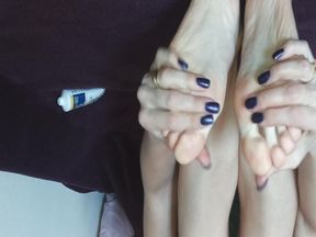 Massaging and Lotioning My Tired Bare Feet