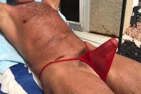 Sunbathing lustful curly Father