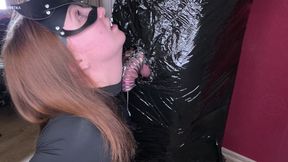 Plastic Cling Wrapped Bondage Cum In Chastity Cage And Ruined Again Femdom