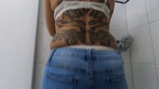 Pissing in jeans then taking a shower