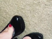 Taking of my heels to see cute red toes